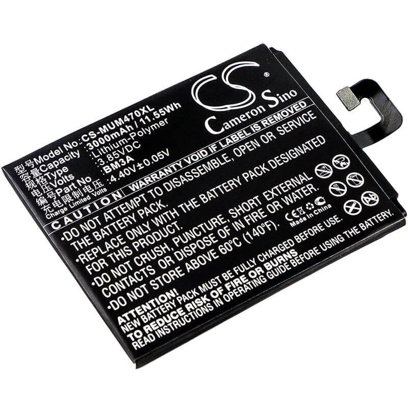 3.85V, Li-Polymer, 3000mAh, SmartPhone battery fits Xiaomi, Bm3a, Mi Note 3, Note 3, 11.55Wh Mobile, SmartPhone Cameron Sino Technology Limited (Smartphone)