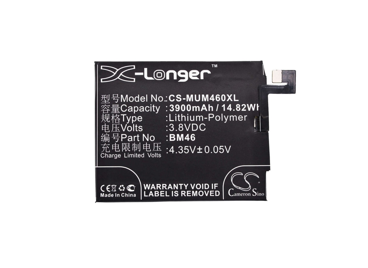3.8V, Li-Polymer, 3900mAh, SmartPhone battery fits Redmi, Xiaomi, Bm46, 14.82Wh Mobile, SmartPhone Cameron Sino Technology Limited (Smartphone)