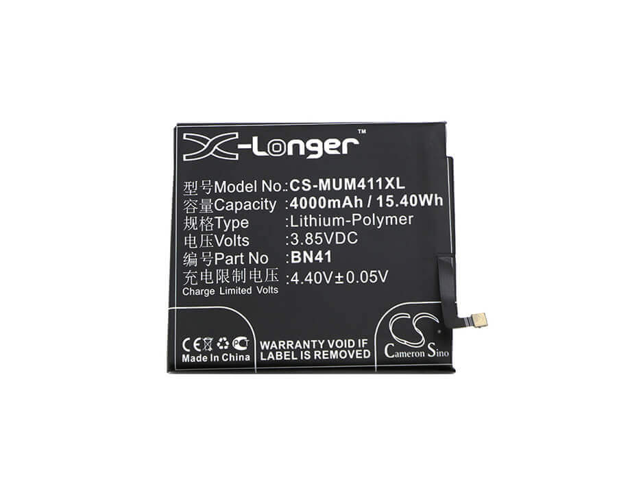 3.85V, Li-Polymer, 4000mAh, SmartPhone battery fits Xiaomi, Bn41, Note 4, Redmi Note 4, 15.4Wh Mobile, SmartPhone Cameron Sino Technology Limited (Smartphone)