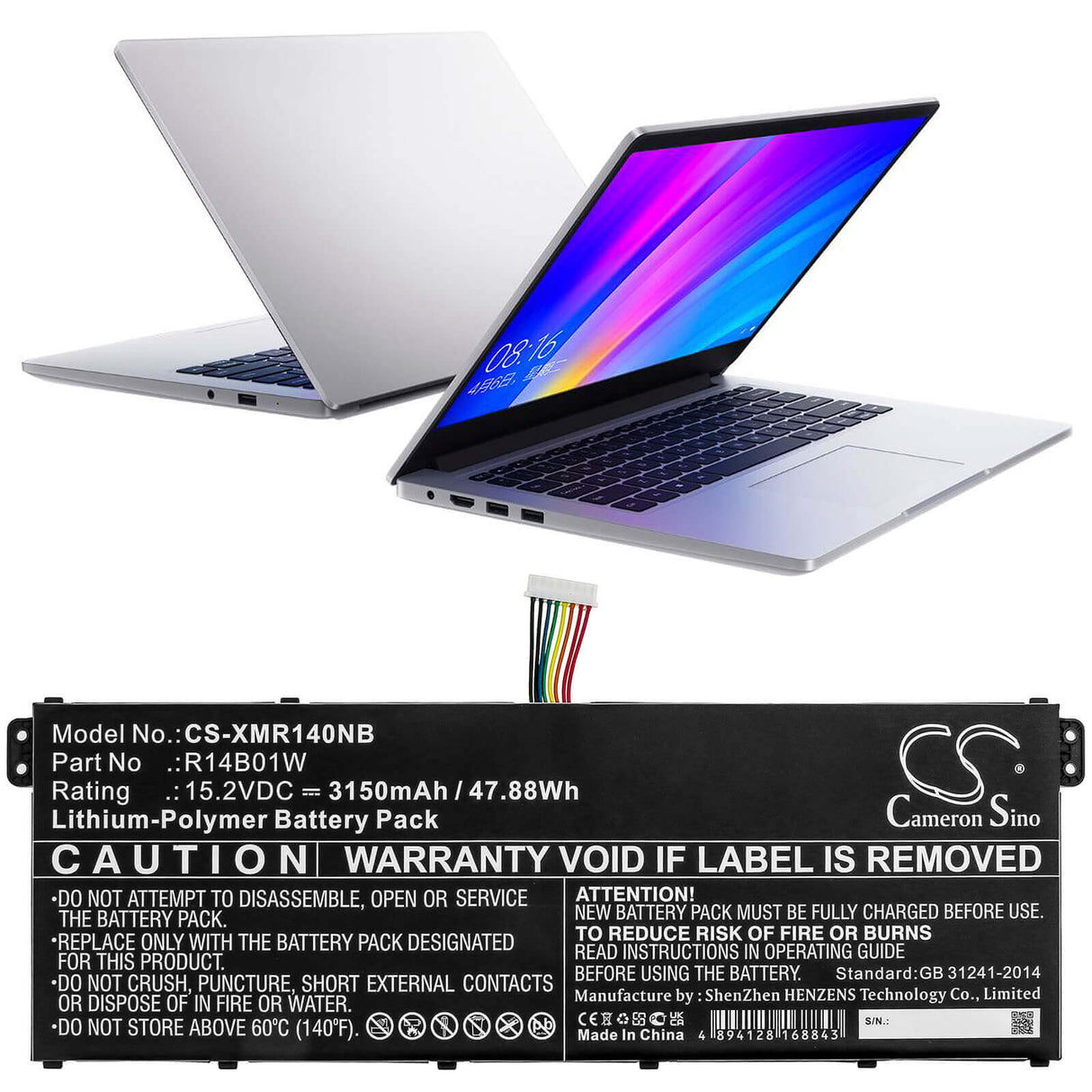 Battery For Xiaomi, Redmi Book 14, Xma1901-aa/ag 15.2v, 3150mah - 47.88wh Notebook, Laptop Cameron Sino Technology Limited