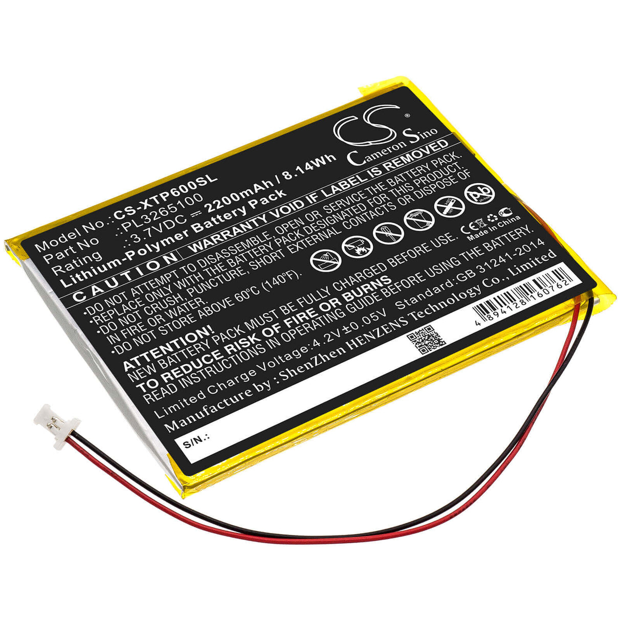 3.7V, Li-Polymer, 2200mAh, Diagnostic Scanner battery fits Xtool, Pl3265100, Ez300, Ez400, 8.14Wh Diagnostic Scanner Cameron Sino Technology Limited