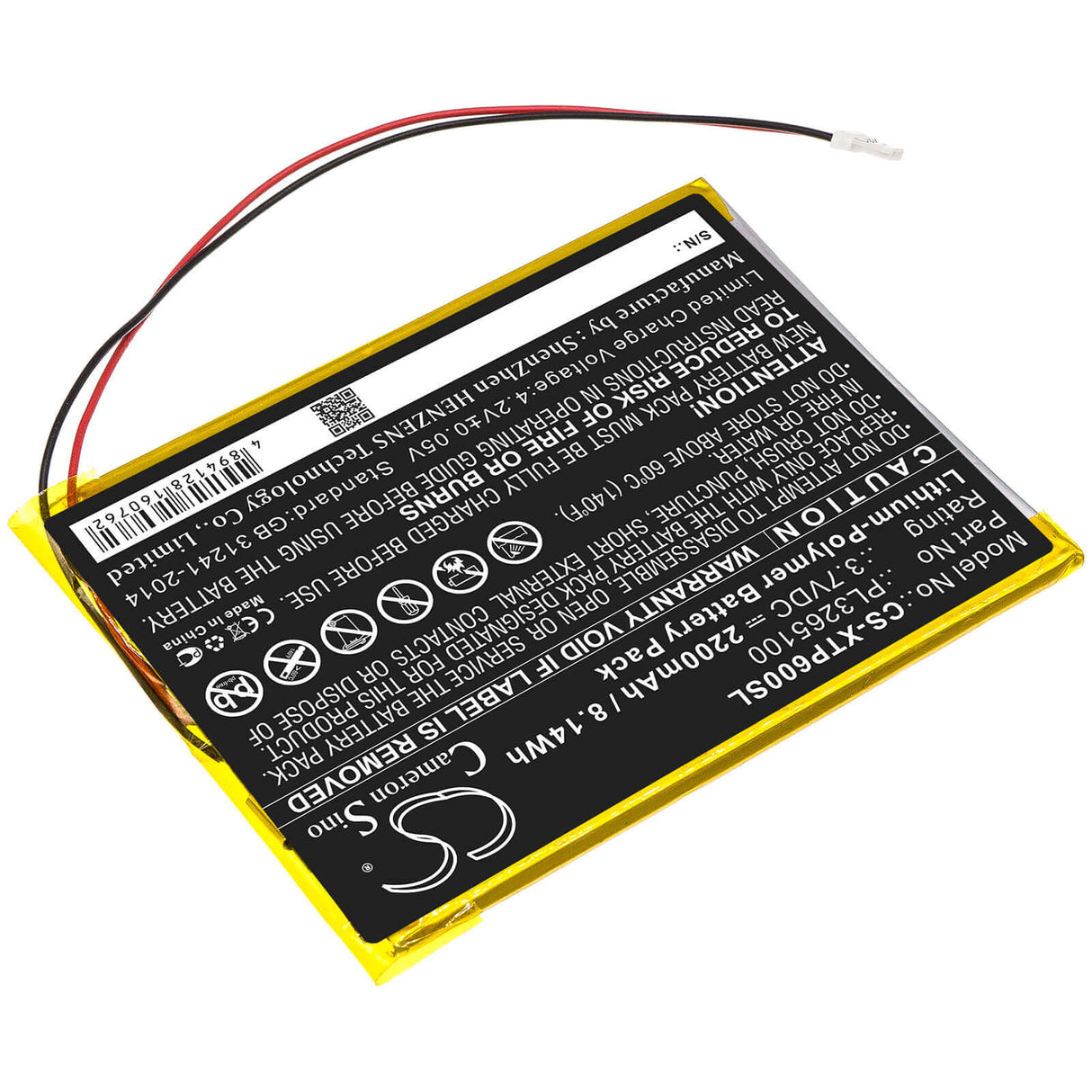 3.7V, Li-Polymer, 2200mAh, Diagnostic Scanner battery fits Xtool, Pl3265100, Ez300, Ez400, 8.14Wh Diagnostic Scanner Cameron Sino Technology Limited