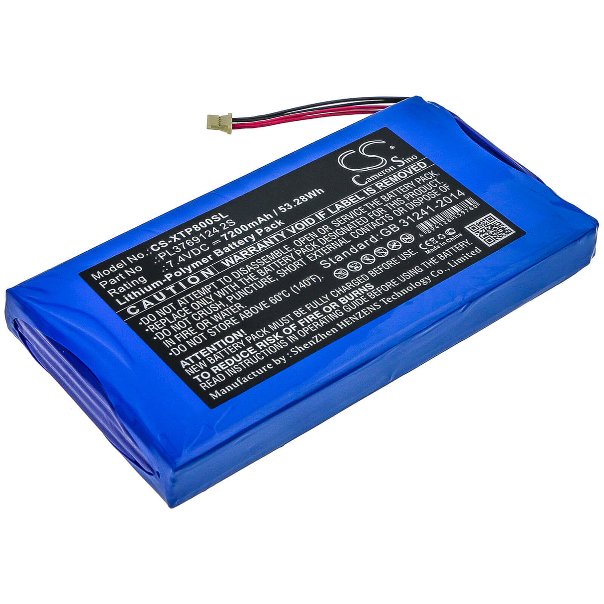 7.4V, Li-Polymer, 7200mAh, Diagnostic Scanner battery fits Langren, Xtool, Pl3769124 2s, I80, 53.28Wh Diagnostic Scanner Cameron Sino Technology Limited