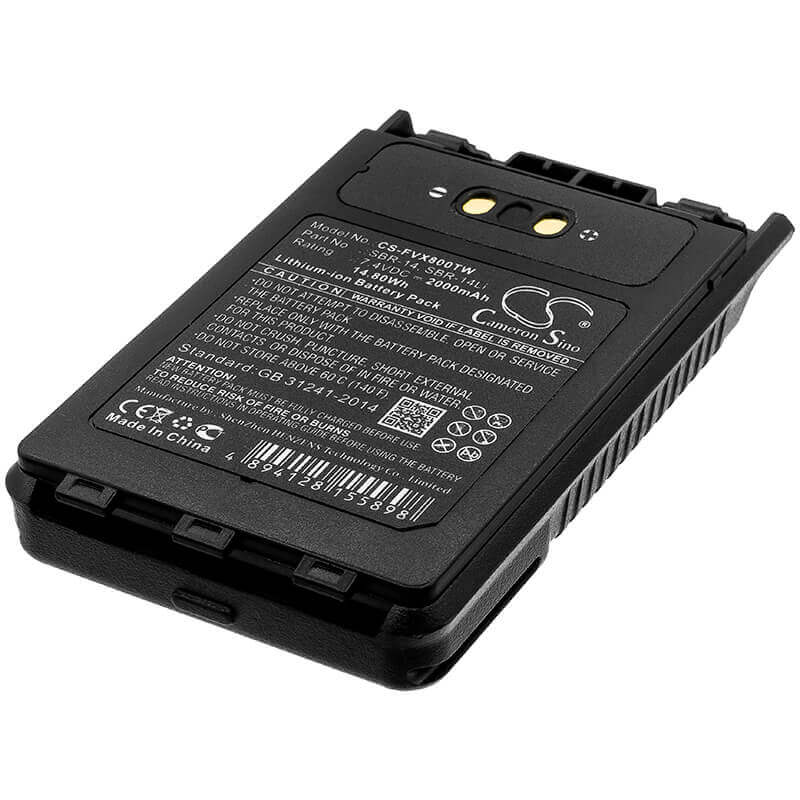 7,4V, Li-ion, 2000mAh, Batterie pour radio bidirectionnelle compatible avec Yaesu, Sbr-14, Ft-1dr, Ft-2dr, 14,8Wh Radio bidirectionnelle Cameron Sino Technology Limited