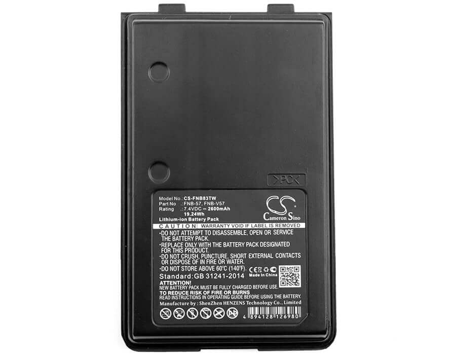 7.4V, Li-ion, 2600mAh, Two-Way Radio battery fits Yaesu, Vertex, Fnb-57, Ft60, Ft-60, 19.24Wh Two-Way Radio Cameron Sino Technology Limited