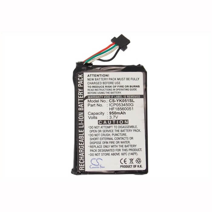 3,7V, Li-ion, 950mAh, batterie GPS compatible avec Yakumo, Hf18560051, Eazygo, Eazygo Xs, 3,52Wh GPS, Navigator Cameron Sino Technology Limited (Suspendu)
