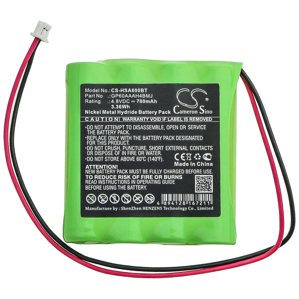 Ni-MH, Alarm Battery For Yale, Ef Panel Alarm Control Panel 4.8v, 700mah - 3.36wh Alarm System Cameron Sino Technology Limited
