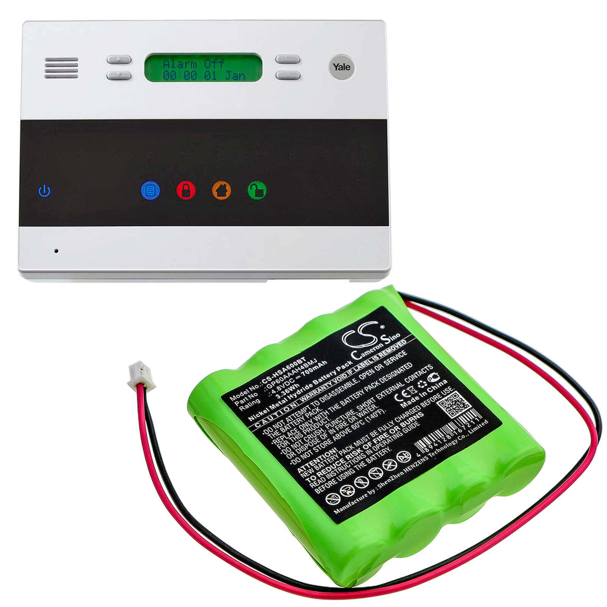 Ni-MH, Alarm Battery For Yale, Ef Panel Alarm Control Panel 4.8v, 700mah - 3.36wh Alarm System Cameron Sino Technology Limited