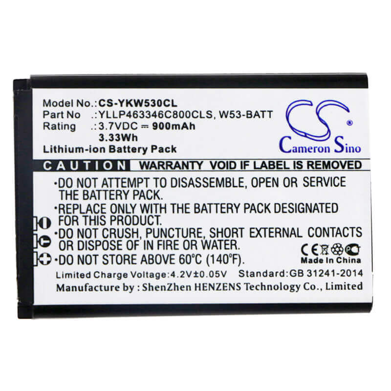 Cordless Phone battery For Yealink, W53, W53p 3.7v, 900mah - 3.33wh Cordless Phone Cameron Sino Technology Limited (Cordless Phone)