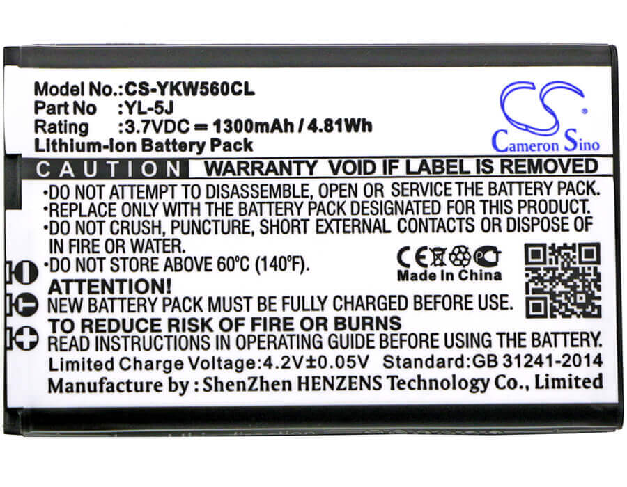 3,7V, Li-ion, 1300mAh, batterie de téléphone sans fil compatible avec Yealink, W56-batt, One Talk Ip Dect, W56h, 4.81Wh Téléphone sans fil Cameron Sino Technology Limited (Téléphone sans fil)