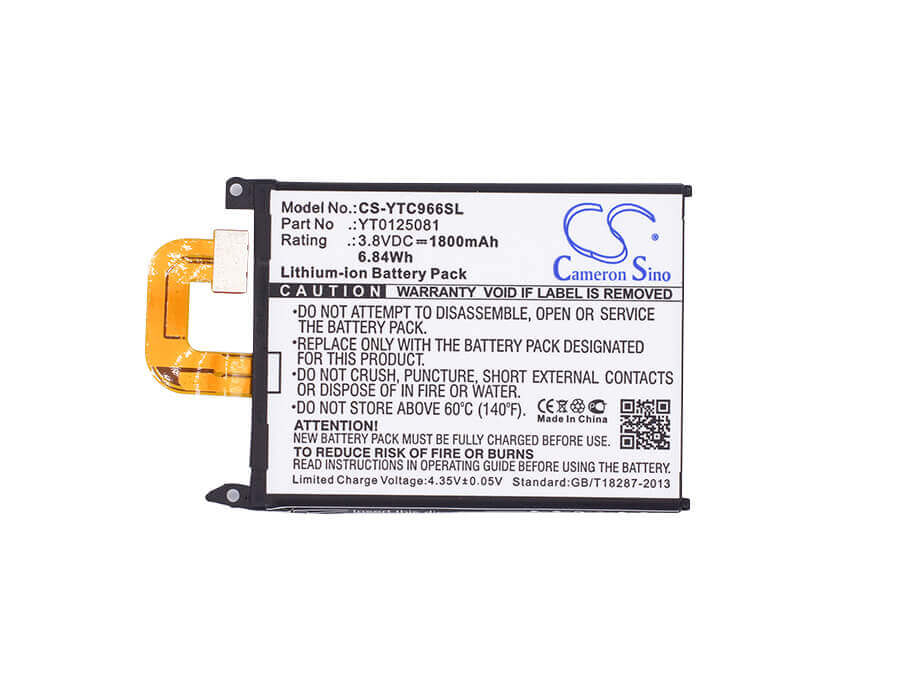 3.8V, Li-ion, 1800mAh, SmartPhone battery fits Yotaphone, Yt0125081, C9660, 6.84Wh Mobile, SmartPhone Cameron Sino Technology Limited (Smartphone)