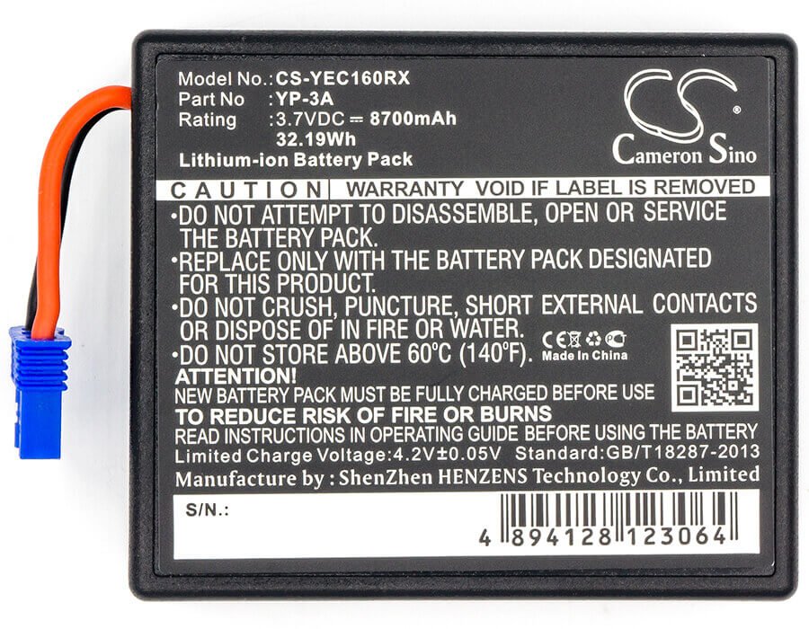 3,7V, Li-ion, 8700mAh, batterie de télécommande compatible avec Yuneec, 58-000160, télécommande de drone H480, contrôleur St16, 32,19Wh télécommande Cameron Sino Technology Limited