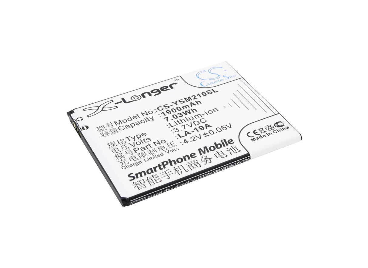 3.7V, Li-ion, 1900mAh, batterie de smartphone compatible avec Yusun, La-19a, La2-e, La2-l, 7.03Wh Mobile, smartphone Cameron Sino Technology Limited (Suspendu)