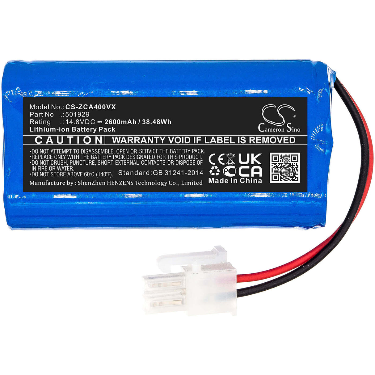 14.8V, Li-ion, 2600mAh, Vacuum battery fits Concept, Zaco, Briciola 2711, Briciola 2711/1, Briciola 2717, 38.48Wh Vacuum Cameron Sino Technology Limited