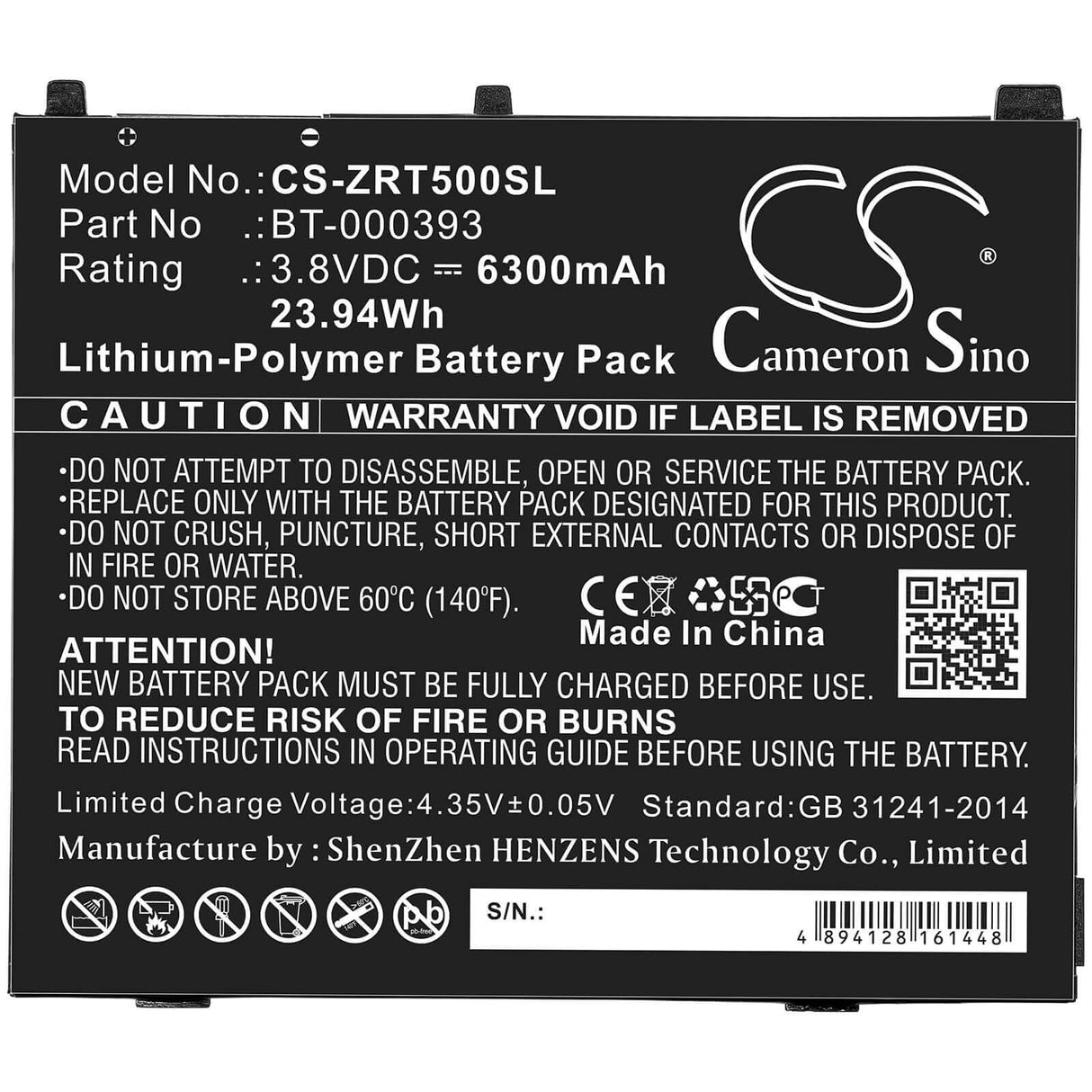 Battery For Zebra, Et50, Et55 3.8v, 6300mah - 23.94wh Tablet Cameron Sino Technology Limited (Suspended)
