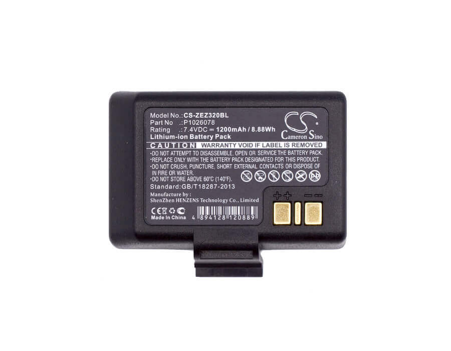 Batterie de scanner de codes-barres pour Zebra, Ez320 7.4v, 1200mah - 8.88wh Scanner de codes-barres Cameron Sino Technology Limited