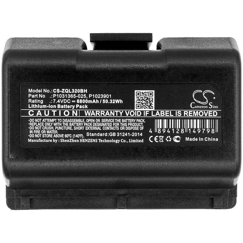 7.4V, Li-ion, 6800mAh, Portable Printer battery fits Zebra, At16004, Qln220, Qln220hc, 50.32Wh Portable Printer Cameron Sino Technology Limited