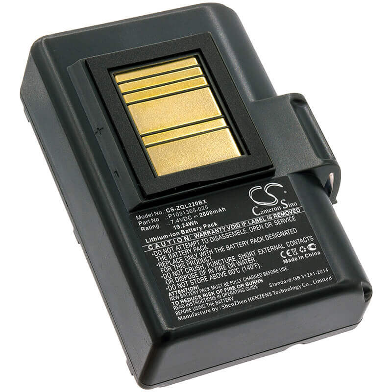 7.4V, Li-ion, 2600mAh, Portable Printer battery fits Zebra, At16004, Qln220, Qln220hc, 19.24Wh Portable Printer Cameron Sino Technology Limited