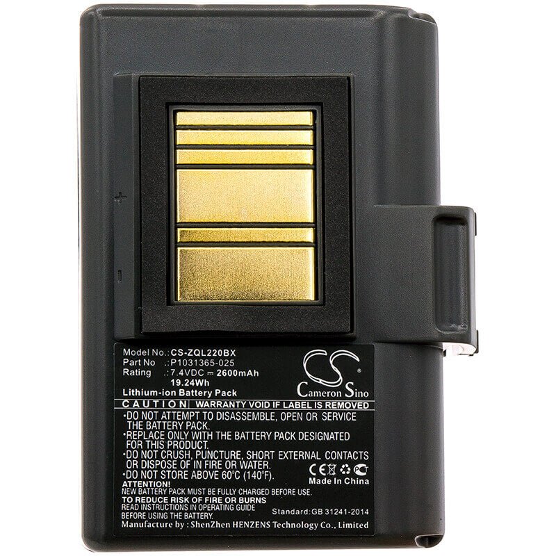7.4V, Li-ion, 2600mAh, Portable Printer battery fits Zebra, At16004, Qln220, Qln220hc, 19.24Wh Portable Printer Cameron Sino Technology Limited