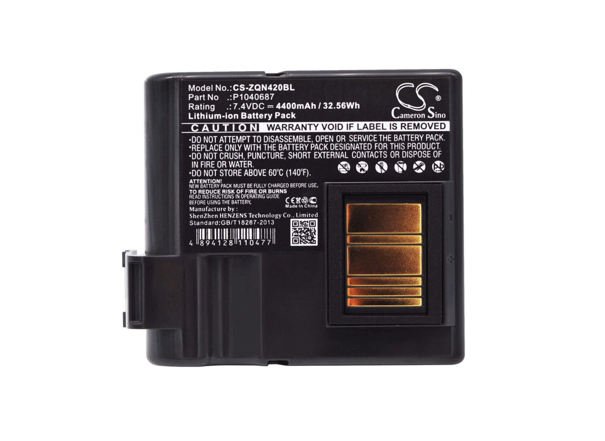 7.4V, Li-ion, 4400mAh, Portable Printer battery fits Zebra, Btry-mpp-68ma1-01, Qln420, Zq630, 32.56Wh Portable Printer Cameron Sino Technology Limited