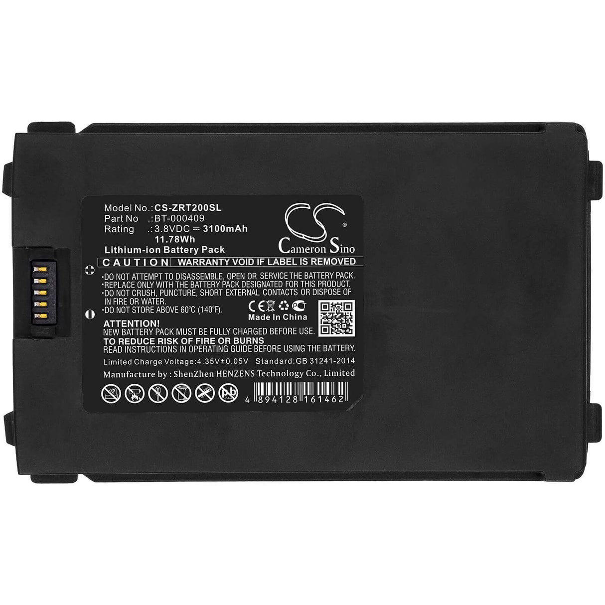 Barcode Scanner Battery For Zebra, Tc2x 3.8v, 3100mah - 11.78wh Barcode Scanner Cameron Sino Technology Limited
