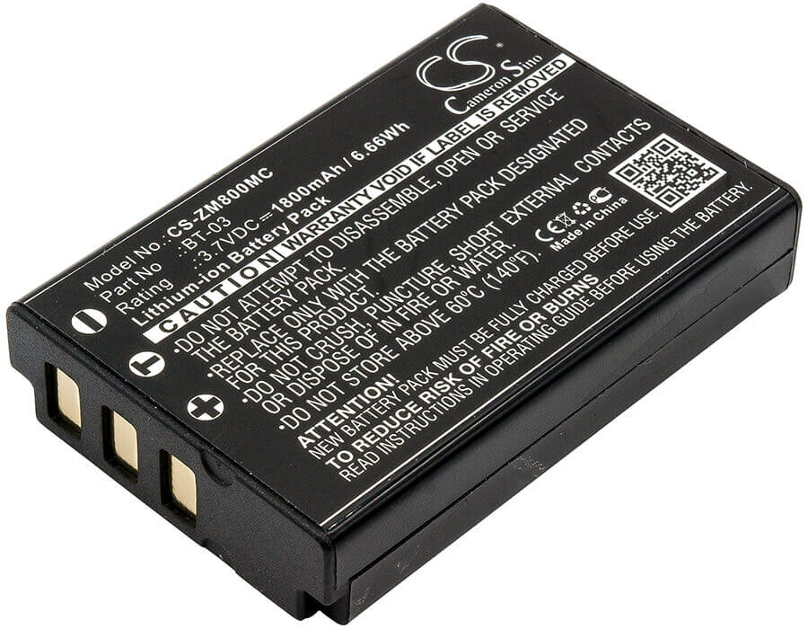 3.7V, Li-ion, 1800mAh, Camera battery fits Zoom, Bt-03, Q8 Recorder, 6.66Wh Camera Cameron Sino Technology Limited (Camera)