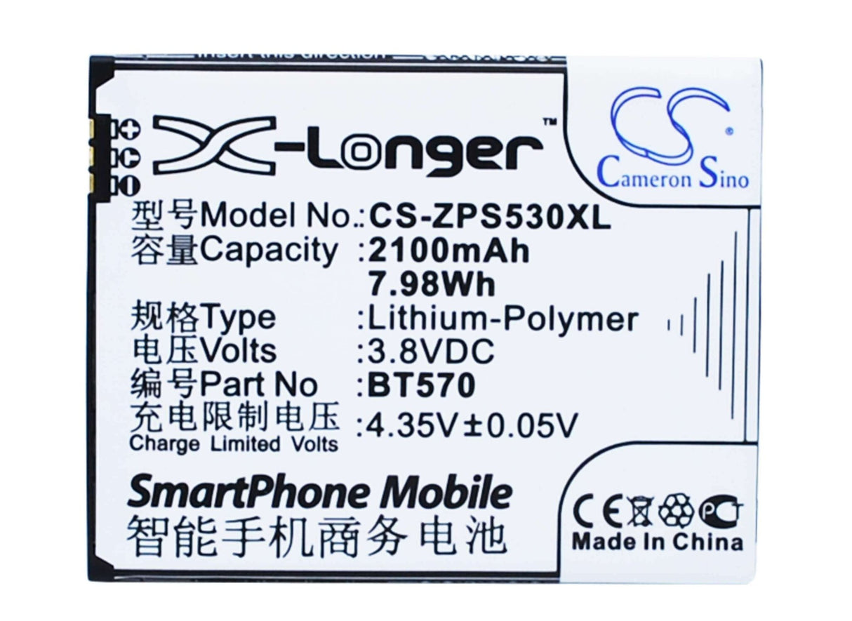 3.8V, Li-Polymer, 2100mAh, SmartPhone battery fits Zopo, Bt570, Zp530, Zp532, 7.98Wh Mobile, SmartPhone Cameron Sino Technology Limited (Suspended)