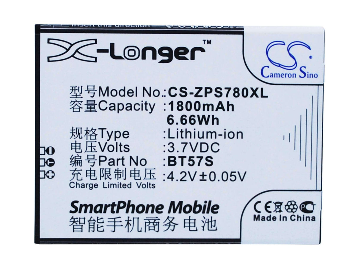 3,7V, Li-ion, 1800mAh, batterie de smartphone compatible avec Zopo, Bt57s, 6560, Zp780, 6,66Wh Mobile, Smartphone Cameron Sino Technology Limited (Smartphone)