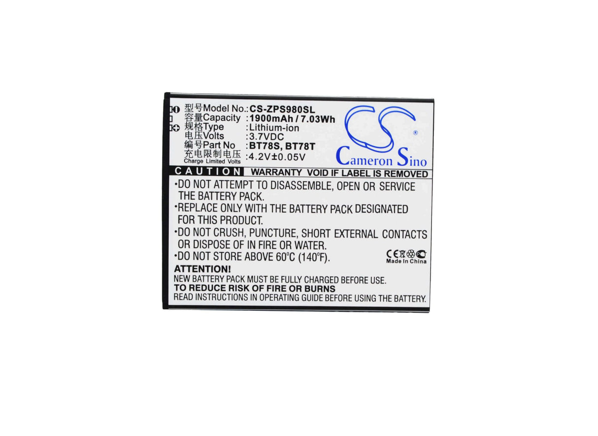 3,7V, Li-ion, 1900mAh, batterie de smartphone compatible avec Zopo, Bt78s, 9515, C2, 7,03Wh Mobile, SmartPhone Cameron Sino Technology Limited (Smartphone)