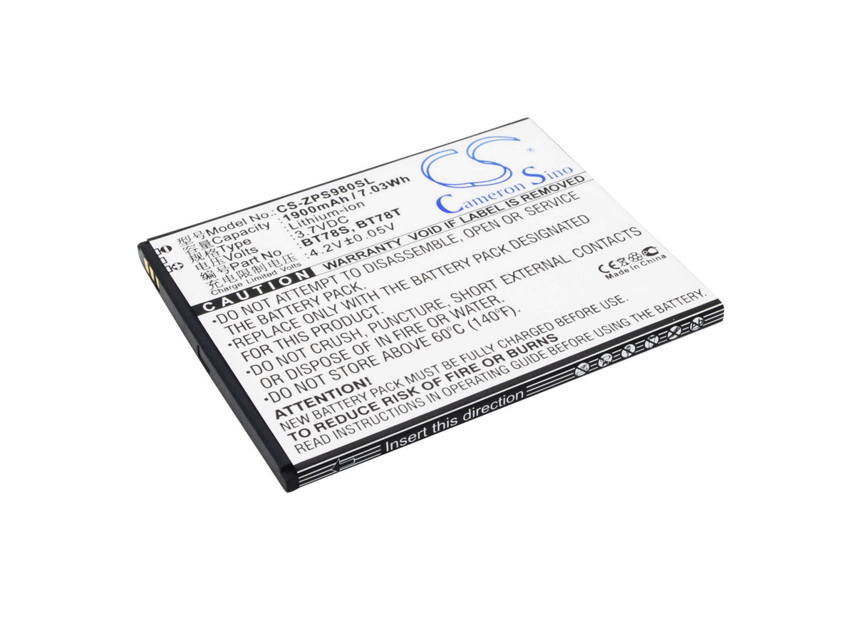 3,7V, Li-ion, 1900mAh, batterie de smartphone compatible avec Zopo, Bt78s, 9515, C2, 7,03Wh Mobile, SmartPhone Cameron Sino Technology Limited (Smartphone)