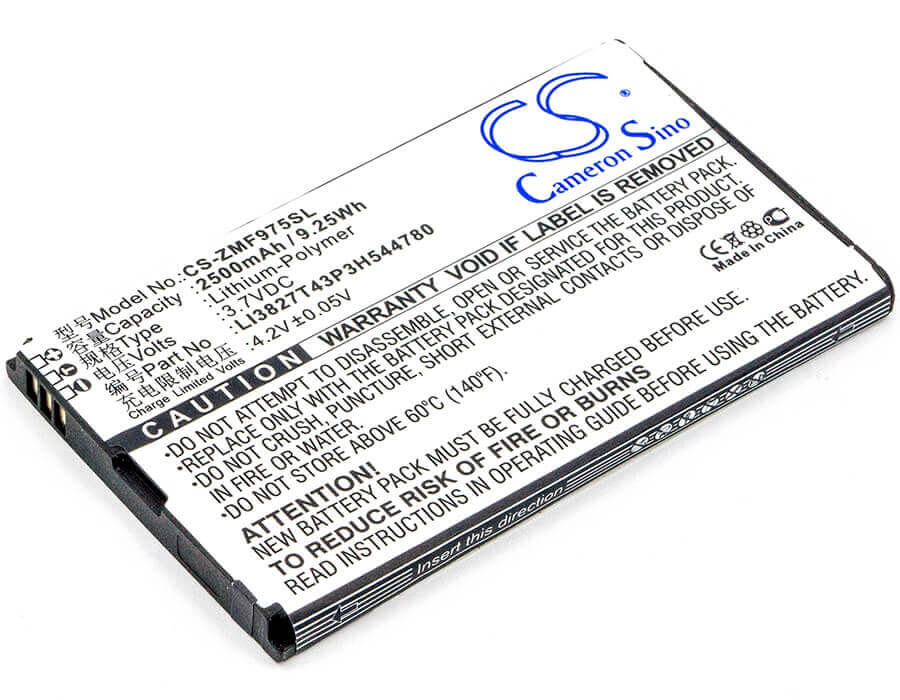 3.7V, Li-Polymer, 2500mAh, Hotspot battery fits Zte, Softbank, Li3827t43p3h544780, Pocket Wifi 303zt, 9.25Wh Hotspot Cameron Sino Technology Limited