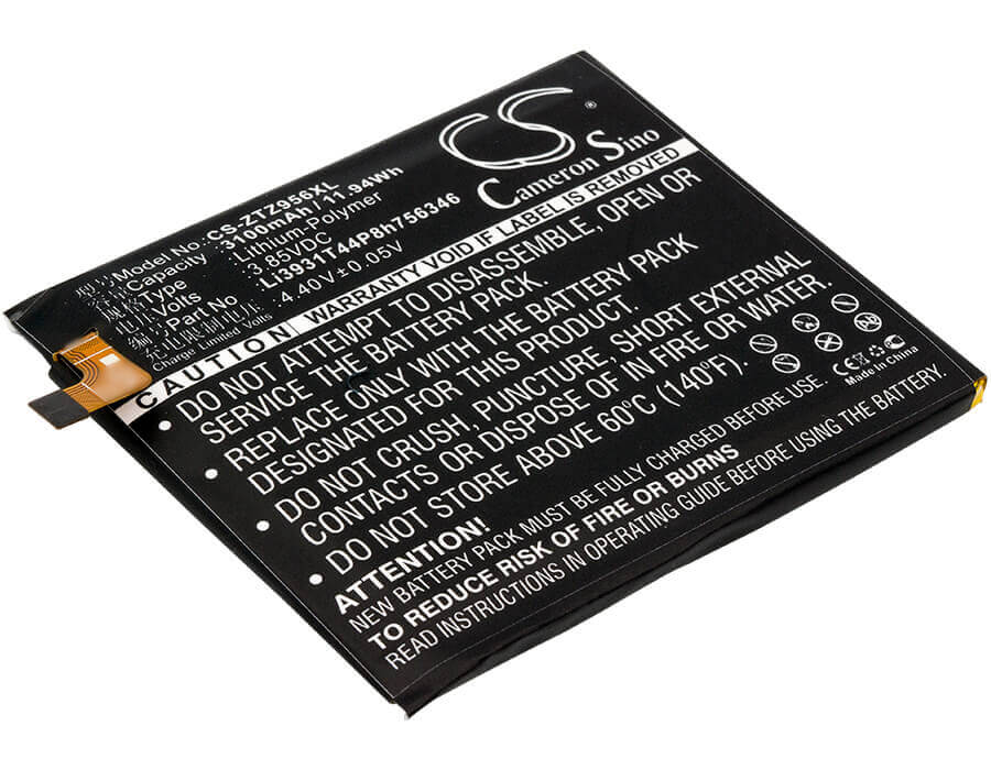 3.85V, Li-Polymer, 3100mAh, SmartPhone battery fits At&t, Zte, Li3931t44p8h756346, Blade Spark, Z971, 11.94Wh Mobile, SmartPhone Cameron Sino Technology Limited (Smartphone)
