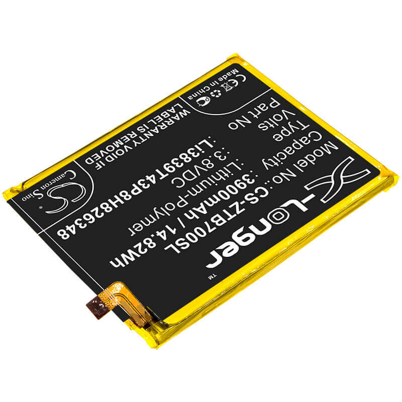 3.8V, Li-Polymer, 3900mAh, SmartPhone battery fits Zte, Li3839t43p8h826348, A7010, Blade A7 2020, 14.82Wh Mobile, SmartPhone Cameron Sino Technology Limited (Smartphone)