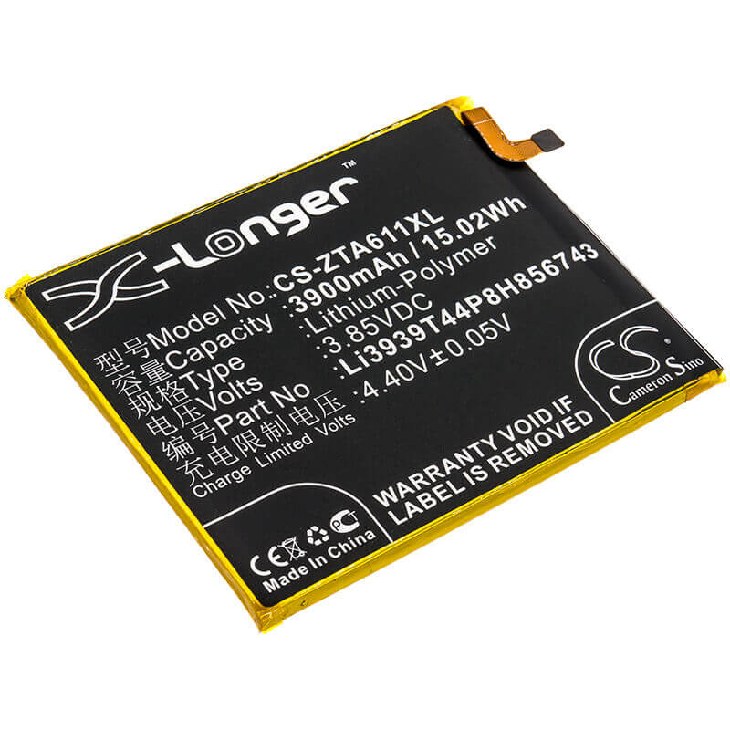 3.85V, Li-Polymer, 3900mAh, SmartPhone battery fits Zte, Li3939t44p8h856743, Blade A6 Max, Blade Max 2s, 15.02Wh Mobile, SmartPhone Cameron Sino Technology Limited (Smartphone)