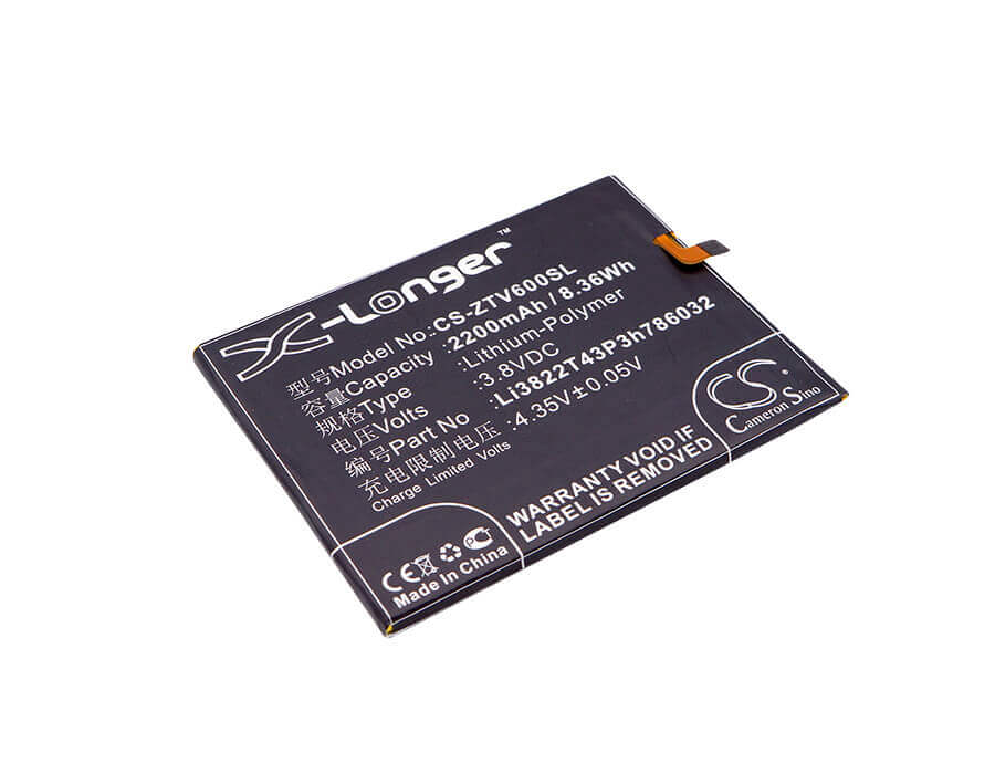 3.8V, Li-Polymer, 2200mAh, SmartPhone battery fits Mobistel, Orbic, Zte, Li3822t43p3h786032, Cynus F7 4g, 8.36Wh Mobile, SmartPhone Cameron Sino Technology Limited (Smartphone)