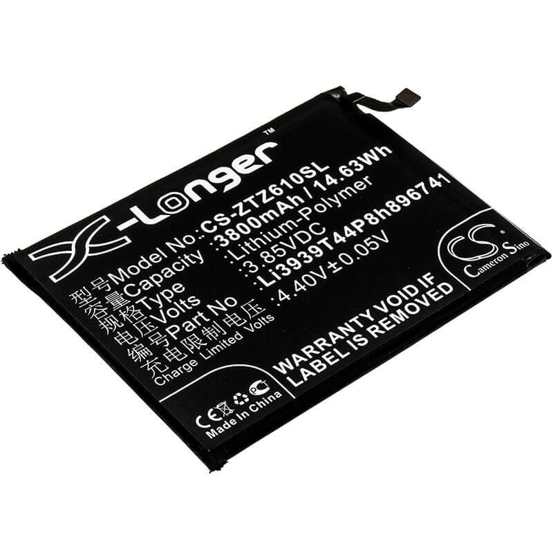 3.85V, Li-Polymer, 3800mAh, SmartPhone battery fits Zte, Li3939t44p8h896741, Blade Max View, Blade Max View Lte, 14.63Wh Mobile, SmartPhone Cameron Sino Technology Limited (Smartphone)