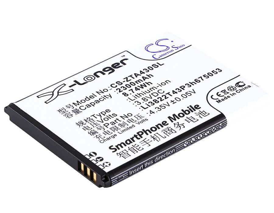 3.8V, Li-ion, 2300mAh, SmartPhone battery fits Beeline, Telstra, Zte, Li3822t43p3h675053, Pro, 8.74Wh Mobile, SmartPhone Cameron Sino Technology Limited (Smartphone)