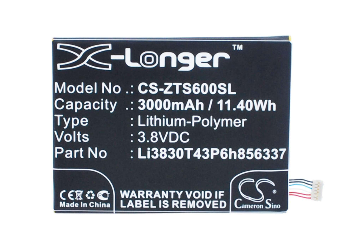 3.8V, Li-Polymer, 3000mAh, SmartPhone battery fits Blackberry, Zte, Bcc100-1, Aurora, Aurora 5.5, 11.4Wh Mobile, SmartPhone Cameron Sino Technology Limited (Smartphone)