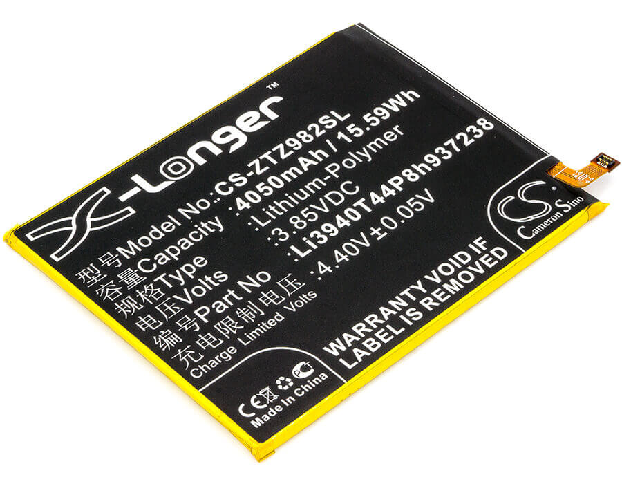 3.85V, Li-Polymer, 4050mAh, SmartPhone battery fits Zte, Li3940t44p8h937238, Blade Z Max, Z982, 15.59Wh Mobile, SmartPhone Cameron Sino Technology Limited (Smartphone)