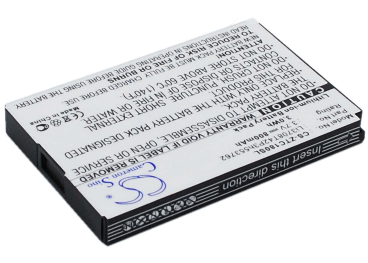 3.7V, Li-ion, 800mAh, SmartPhone battery fits Zte, Li3708t42p3h553762, C160, C180, 2.96Wh Mobile, SmartPhone Cameron Sino Technology Limited (Suspended)