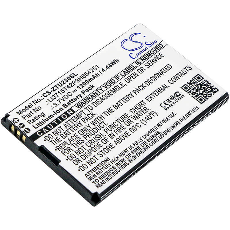 3.7V, Li-ion, 1200mAh, Hotspot battery fits B-mobile, Verizon, Li3711t42p3h354246, Home Base Z700, Home Base Z700a, 4.44Wh Hotspot Cameron Sino Technology Limited