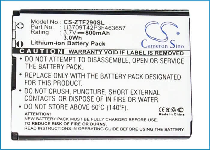 3.7V, Li-ion, 800mAh, SmartPhone battery fits At&t, Vodafone, Orange, Zte, T-mobile, Li3708t42p3h463657, Z221, 2.96Wh Mobile, SmartPhone Cameron Sino Technology Limited (Smartphone)