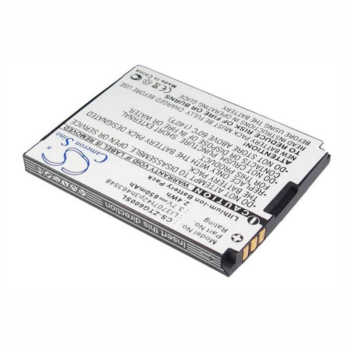 3.7V, Li-ion, 650mAh, SmartPhone battery fits Zte, Li3704t42p3h463548, G6, 2.41Wh Mobile, SmartPhone Cameron Sino Technology Limited (Smartphone)