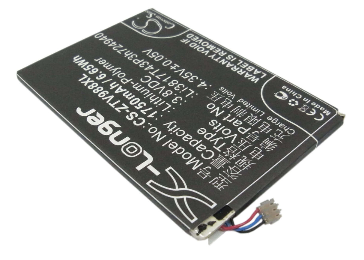 3.8V, Li-Polymer, 1750mAh, SmartPhone battery fits Net10, Zte, Li3817t43p3h724940, Ntzez753g3p5p, Paragon, 6.65Wh Mobile, SmartPhone Cameron Sino Technology Limited (Smartphone)
