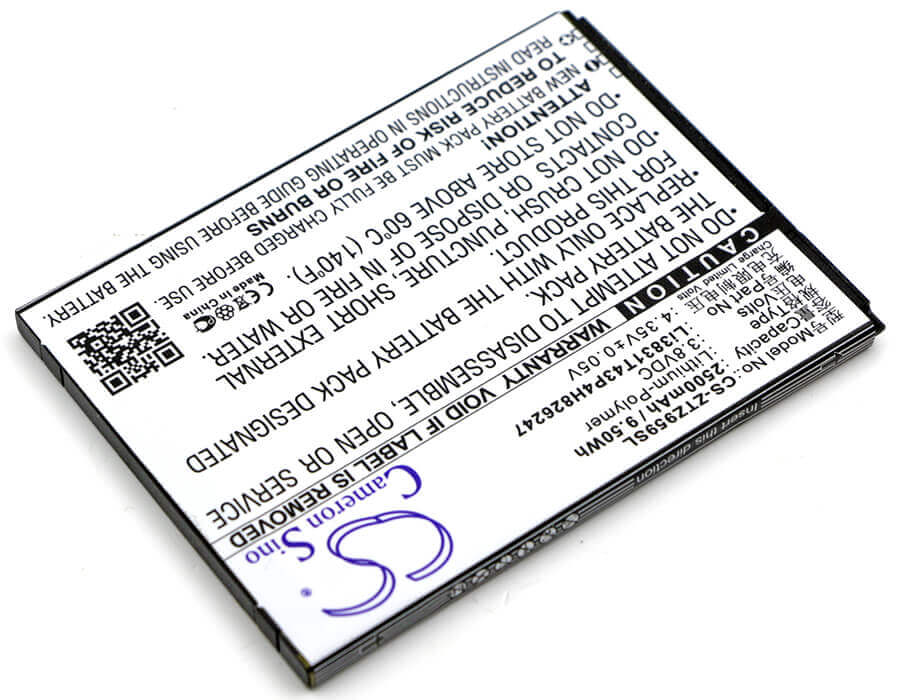 3.8V, Li-Polymer, 2500mAh, SmartPhone battery fits Zte, Li3831t43p4h826247, 3neo, Grand X 3, 9.5Wh Mobile, SmartPhone Cameron Sino Technology Limited (Smartphone)