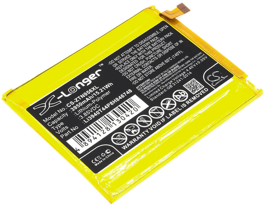 3.85V, Li-Polymer, 3950mAh, SmartPhone battery fits Zte, Li3940t44p8h846748, Blade Max 3, Blade Max 3 Lte-a, 15.21Wh Mobile, SmartPhone Cameron Sino Technology Limited (Smartphone)