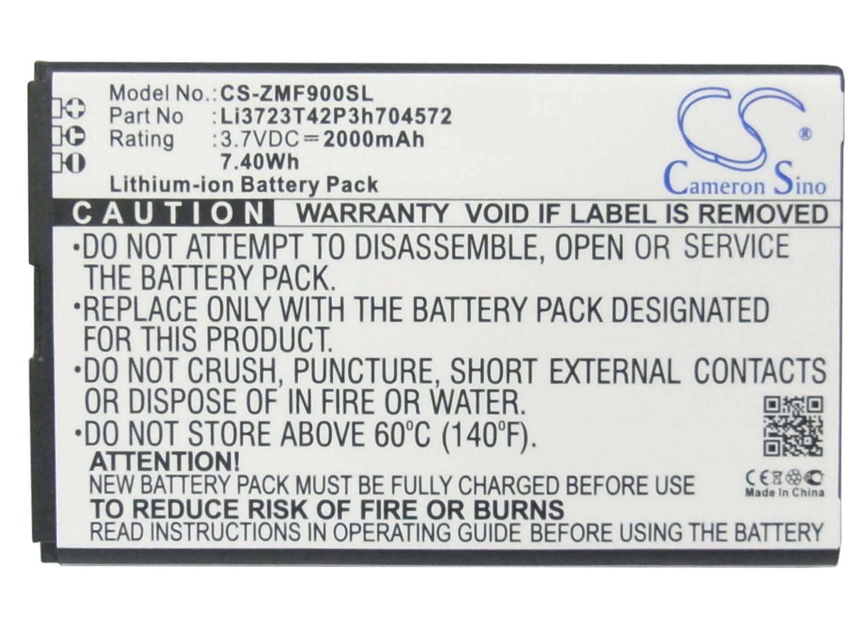 3,7V, Li-ion, 2000mAh, Batterie Hotspot compatible Mts, Zte, Li3720t42p3h704572, 831ft, 833f, 7,40Wh Hotspot Cameron Sino Technology Limited