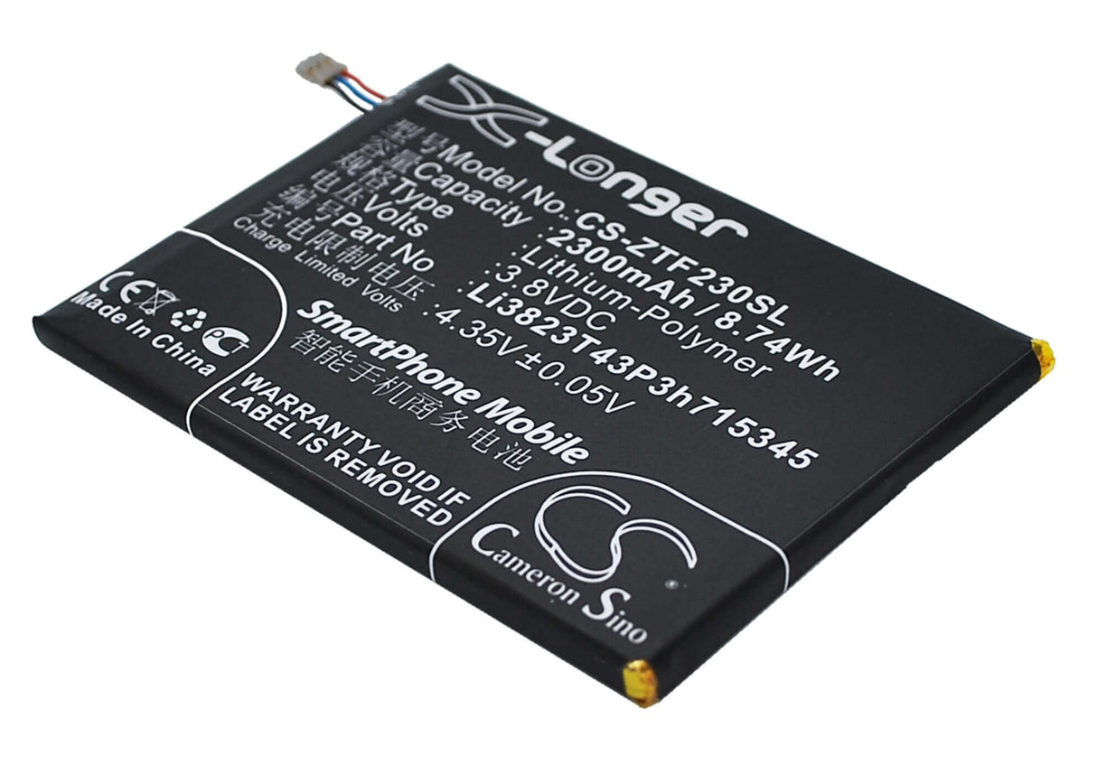 3.8V, Li-Polymer, 2300mAh, Hotspot battery fits Zte, Zte, Li3820t43p3h715345, Grand S Flex, Mf910, 8.74Wh Hotspot Cameron Sino Technology Limited