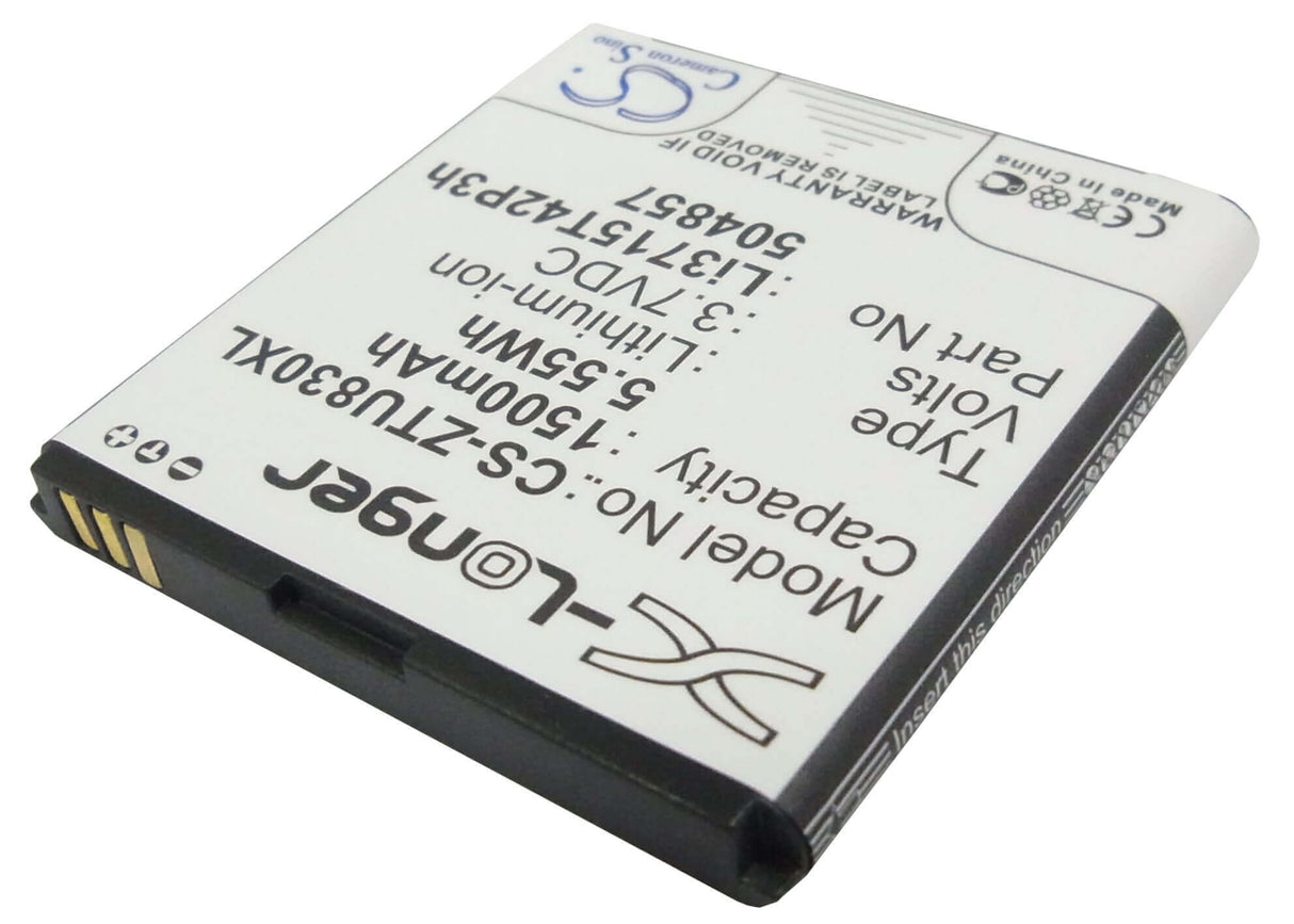 3.7V, Li-ion, 1500mAh, SmartPhone battery fits At&t, Net10, T-mobile, Amazing, Zte, Li3715t42p3h504857, A1, 5.55Wh Mobile, SmartPhone Cameron Sino Technology Limited (Smartphone)