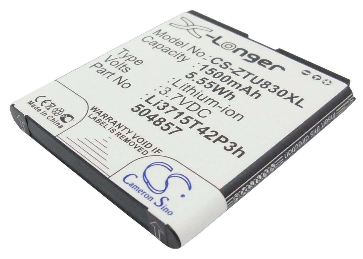 3.7V, Li-ion, 1500mAh, SmartPhone battery fits At&t, Net10, T-mobile, Amazing, Zte, Li3715t42p3h504857, A1, 5.55Wh Mobile, SmartPhone Cameron Sino Technology Limited (Smartphone)